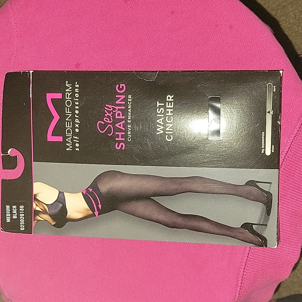 Maidenform black waist cincher pantyhose medium